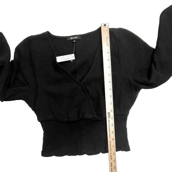 Madewell Lightspun Julianne Black Smocked-Waist Top Size Small NWT - Picture 12 of 13